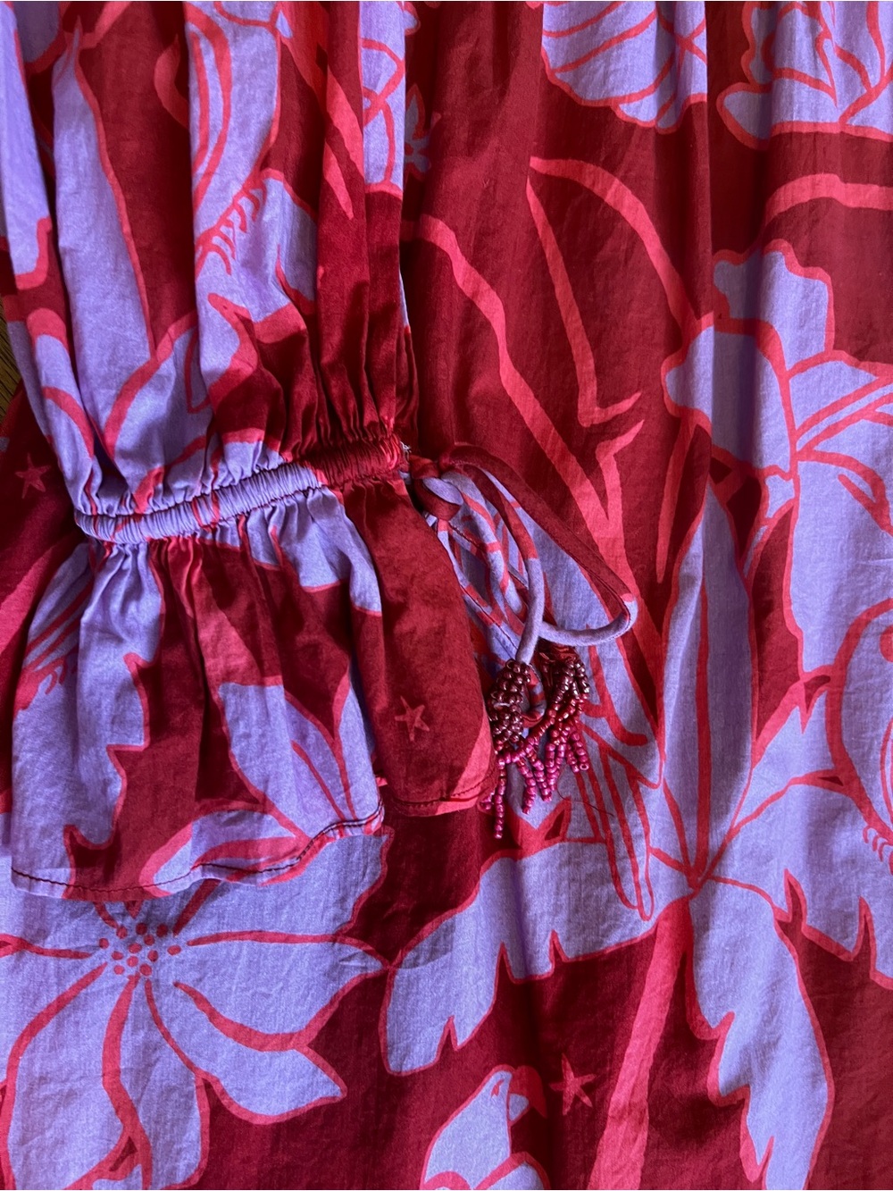 FARM Rio Burgundy and Pink Floral Puff-Sleeve Maxi Dress - Picture 9 of 16